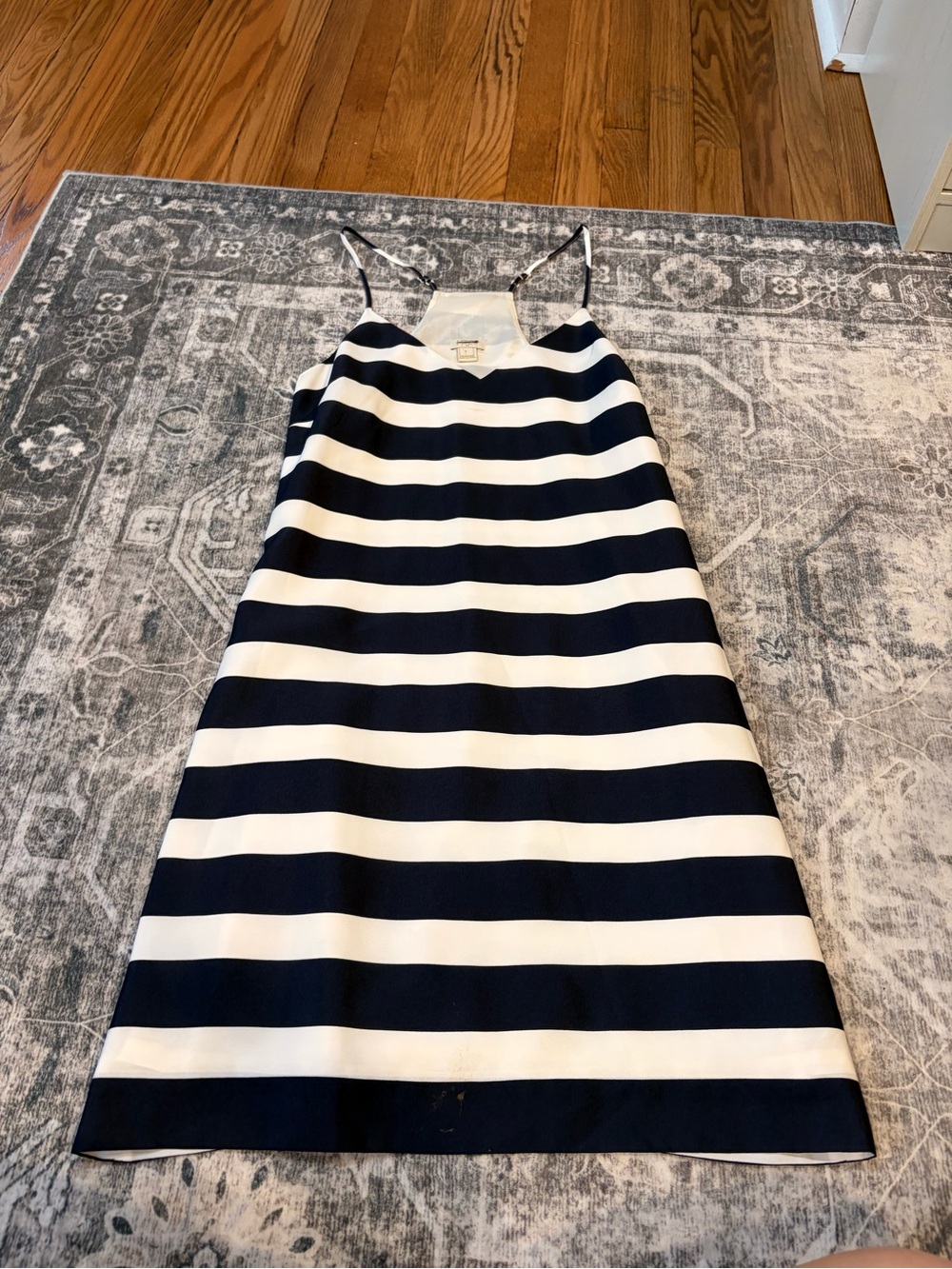 J. Crew Navy & White Horizontal Stripe Spaghetti-Strap Mini Dress